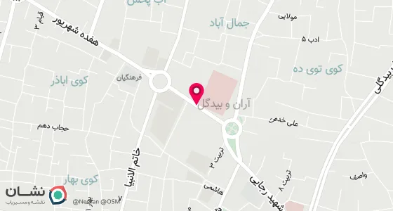 نقشه موقعیت تقریبی دفتر: اران خیابان نظام وفا کوی بهار کوچه شهید گلشن پلاک 58