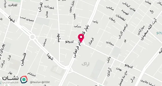 نقشه موقعیت تقریبی دفتر: اراک خیابان قائم مقام تقاطع خیابان ادبجو به سمت خیابان مشهد