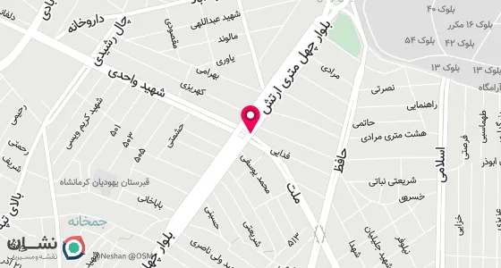 نقشه موقعیت تقریبی دفتر: کرمانشاه شهرک دولت اباد- انتهای 40 متری ، روبروی کلانتری-جنب بانک ملت-طبقه فوقانی خشکبار محمدی