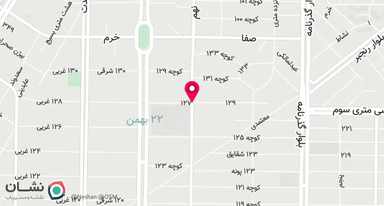 نقشه موقعیت تقریبی دفتر: کرمانشاه – ابتدای بلوار ارشاد شرقی به سمت چهارراه آتش نشانی – دفتر رسمی ثبت ازدواج 129 و طلاق2