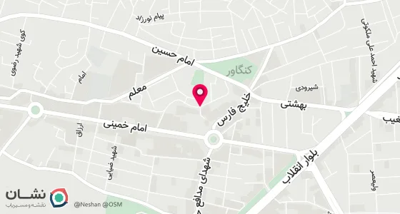 نقشه موقعیت تقریبی دفتر: کنگاورخیابان طیبه زمانی سه راهی ژاندارمری نبش کوچه مسجدمهدیه(شهیدفوائدفحمی)پ831