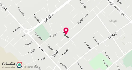 نقشه موقعیت تقریبی دفتر: خراسان رضوی - شهرستان خواف - خیابان فصیح 3 - پشت مدرسه راهنمایی شرافت