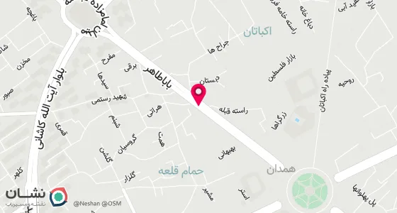 نقشه موقعیت تقریبی دفتر: همدان خ باباطاهر روبروی مسجد میرزا داوود کوی 14 جراحها پلاک 10