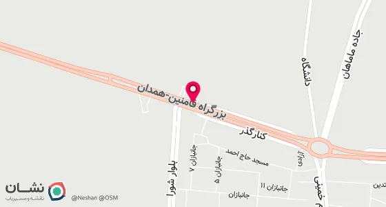 نقشه موقعیت تقریبی دفتر: همدان فامنین روبروی بانک مهر زیر زمین