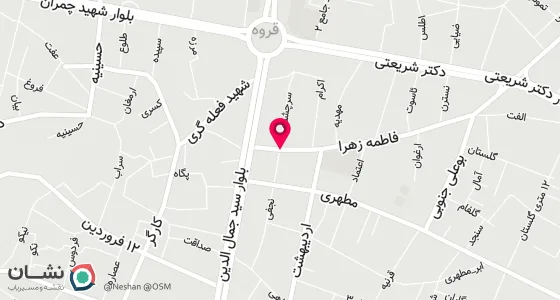 نقشه موقعیت تقریبی دفتر: قروه خیابان فاطمه الزهرا (س) نبش کوچه سرچشمه