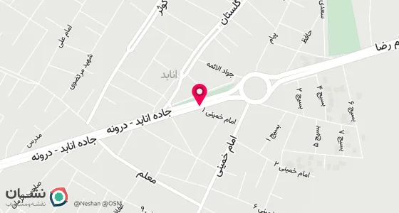نقشه موقعیت تقریبی دفتر: انابد روبروی بخشداری طبقه فوقانی بانک کشاورزی دوروز اول هفته کلاته نو