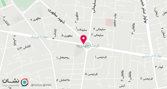 نقشه موقعیت تقریبی دفتر: تربت حیدریه جنب مسجد جامع روبروی حوزه ی علمیه هراتی