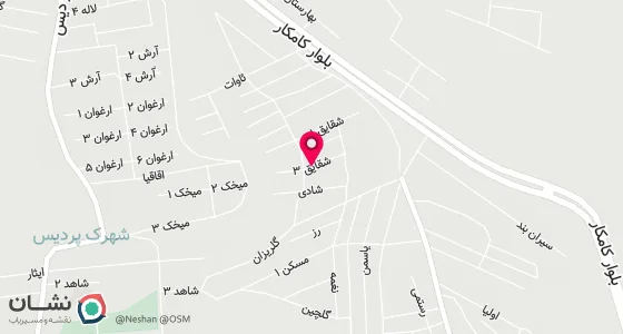 نقشه موقعیت تقریبی دفتر: سنندج شهرک نور کوچه شقایق 3 پ 7