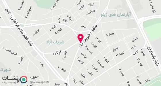 نقشه موقعیت تقریبی دفتر: سنندج خ حافظ محله شریف آباد کوچه چلچله پلاک 2