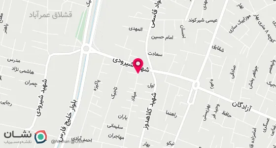 نقشه موقعیت تقریبی دفتر: میدان امام حسین جنب قنادی میلاد دفتر ازدواج 3 ورامین