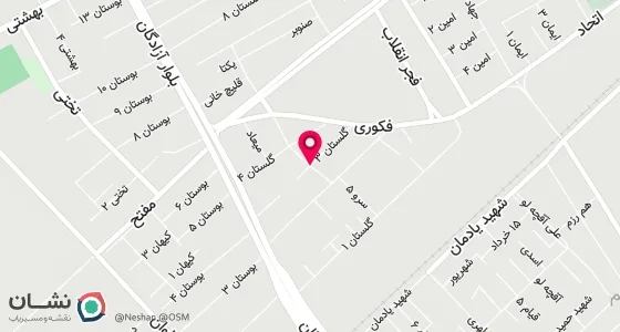 نقشه موقعیت تقریبی دفتر: رباط کریم جاده ساوه گلستان سه راه آدران خیابان شهید احمد کاظمی (شهید رجایی) روبروی شیرینی فروشی محمودی