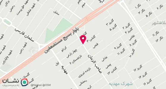 نقشه موقعیت تقریبی دفتر: اسلامشهر خیابان مهدیه خیابان صاحب الزمان گلشن 3