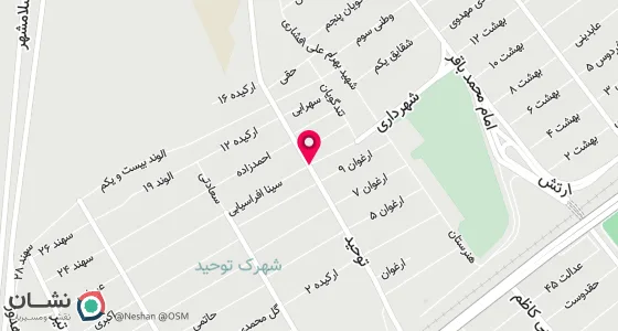 نقشه موقعیت تقریبی دفتر: اسلامشهر شهرک توحید خ افراسیابی پلاک 114