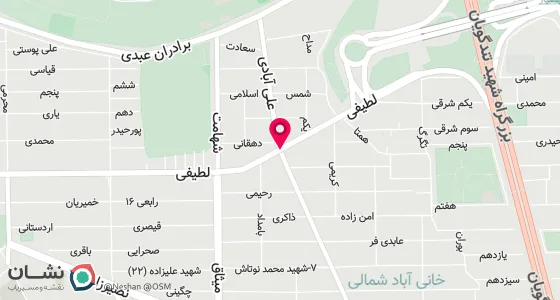 نقشه موقعیت تقریبی دفتر: تهران ، اول خانی آباد نو - خیابان شهید لطیفی - خیابان دوازده متری شهید علوی - پلاک 22طبقه همکف