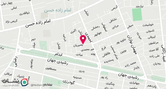 نقشه موقعیت تقریبی دفتر: تهران ، خیابان قزوین ، امامزاده حسن ، 8 متری فریدون احمدی ، نبش کوچه بصیریان ، پلاک1