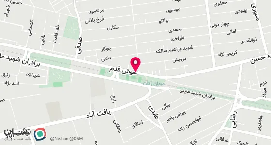 نقشه موقعیت تقریبی دفتر: سه راه آذری خیابان شهید قدرت پاکی روبروی مسجد حمزه سید الشهدا (ع) پلاک 94