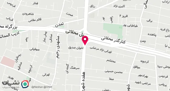نقشه موقعیت تقریبی دفتر: تهران ، خیابان 17شهریور ، ایستگاه دروازه دولاب ، کوچه پرورش ، کوچه مصطفی نژاد ، پلاک14