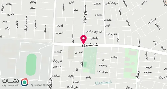 نقشه موقعیت تقریبی دفتر: مهرآباد جنوبی-خ شمشیری-چهارراه مسیح خواه-پ295