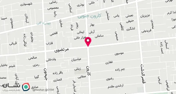 نقشه موقعیت تقریبی دفتر: تهران ، خیابان کارون (جنوبی) ، نرسیده به چهارراه مرتضوی ، پلاک 135 ، طبقه اول ، واحد یک