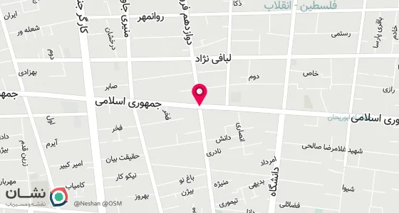 نقشه موقعیت تقریبی دفتر: تهران ، خیابان12 فروردین ، پایین تر از خیابان جمهوری ، پلاک138 ، طبقه دوم ، زنگ7