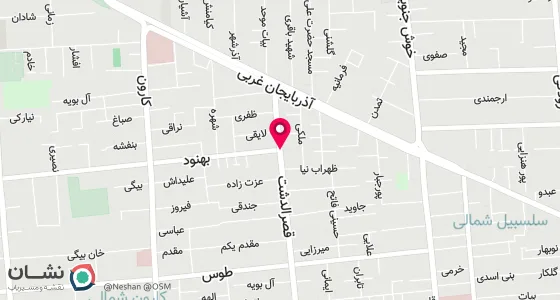 نقشه موقعیت تقریبی دفتر: تهران ، خیابان قصرالدشت ، بعد از خیابان بهنود (زاویه) ، پلاک759 ، جنوب طبقه اول ، واحد2