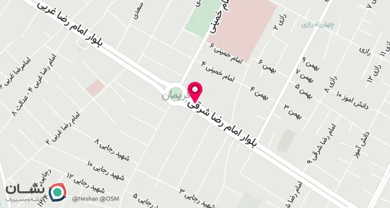 نقشه موقعیت تقریبی دفتر: فریمان-بلوار امام رضا شرقی-نبش امام رضا شرقی 1-طبقه تحتانی