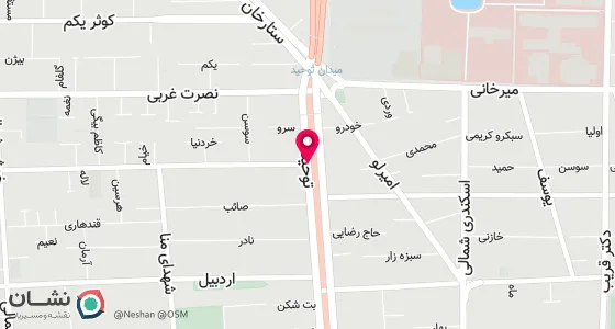 نقشه موقعیت تقریبی دفتر: تهران میدان توحید خ توحید خ پرچم پلاک 16 طبقه دوم