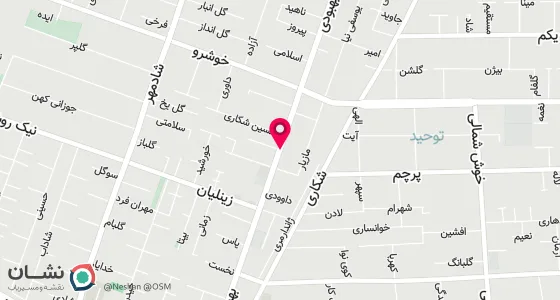 نقشه موقعیت تقریبی دفتر: تهران ، خیابان آزادی ، نبش خیابان بهبودی ، کوچه شهید علی شکاری ، جنب مسجد امام زمان (عج) ، پلاک1
