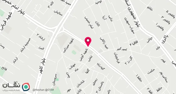 نقشه موقعیت تقریبی دفتر: شهرستان قدس- بلوار امامزاده-کوچه شهید آوینی