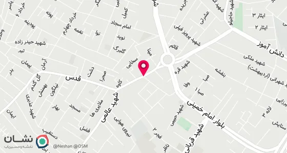 نقشه موقعیت تقریبی دفتر: شهرستان قدس ، میدان آزادی ، خ شهیدعالمی ، نبش کوچه مهدیه ، ساختمان سبحان ، پلاک43