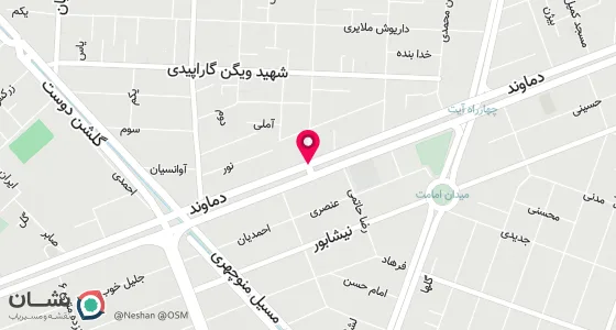 نقشه موقعیت تقریبی دفتر: تهران- خیابان دماوند- خیابان شهید حسن طاهری- بالاتر از مسجد ثاراله - پلاک76- طبقه دوم