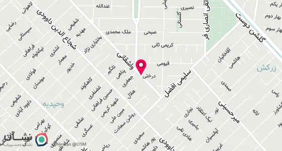 نقشه موقعیت تقریبی دفتر: خیابان وحیدیه ایستگاه درختی خیابان جعفری خیابان شهید محمد واشقانی کوچه محضر پلاک 38