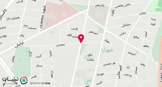 نقشه موقعیت تقریبی دفتر: تهران - خ شهرارا -خ شانزدهم پلاک 1