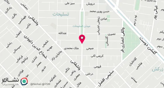 نقشه موقعیت تقریبی دفتر: تهران خیابان نظام آباد میدان تسلیحات 20 متری برادران رضایی پلاک 29