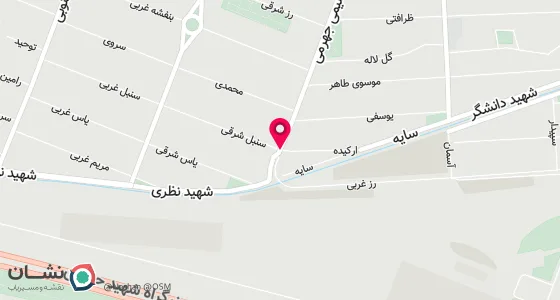 نقشه موقعیت تقریبی دفتر: صادقیه بلوارفردوس خ سلیمی جهرمی جنوبی ک ارکیده ابتدای سایه پ83
