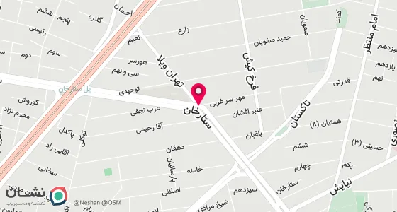 نقشه موقعیت تقریبی دفتر: تهران ، خیابان ستارخان ، نرسیده به سه راه تهران ویلا ، خیابان 16متری شهید عباس دهقان ، کوچه شهید پارسائیان ، پلاک 14