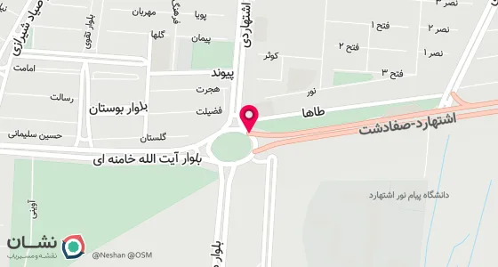 نقشه موقعیت تقریبی دفتر: اشتهارد خیابان امام خمینی جنب مسجد چهار محله