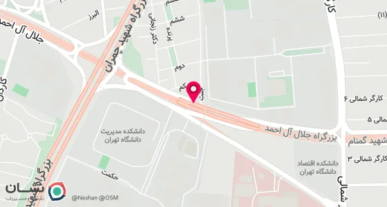 نقشه موقعیت تقریبی دفتر: تقاطع جلال ال احمدودکترچمران پل نصر(گیشا) پ51