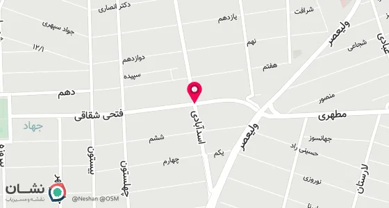 نقشه موقعیت تقریبی دفتر: تهران خ سیدجمال الدین اسدآبادی (یوسف آباد) خ فتحی شقاقی نبش خ جهان مهر پ63