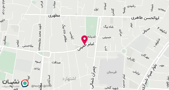 نقشه موقعیت تقریبی دفتر: اشتهارد خ چمران خ امام خ دستغیب طبقه فوقانی گل فروشی قربانی
