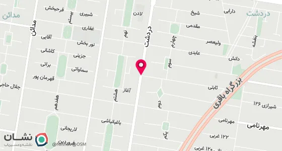 نقشه موقعیت تقریبی دفتر: تهران ، نارمک ، خیابان دردشت ، پائین تراز چهارراه گلبرگ ، خیابان شهید ثابتی ، پلاک36