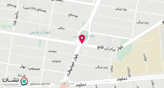 نقشه موقعیت تقریبی دفتر: تهرانپارس ، بین فلکه اول و دوم ، نبش جنوب شرقی چهار راه تیرانداز پلاک118