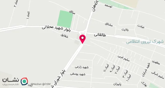 نقشه موقعیت تقریبی دفتر: جاده قدیم تهران کرج شهرقدس خ45متری انقلاب نرسیده به آتش نشانی پلاک 162