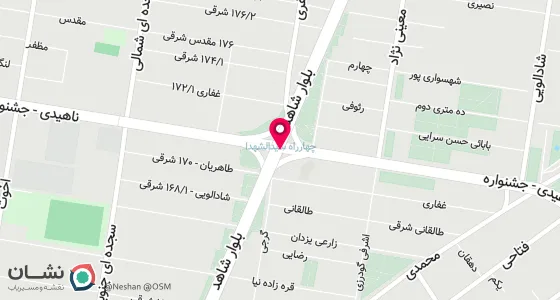 نقشه موقعیت تقریبی دفتر: تهرانپارس خیابان شهید ناهیدی ( جشنواره ) بعد از چهارراه سیدالشهدا پلاک 192