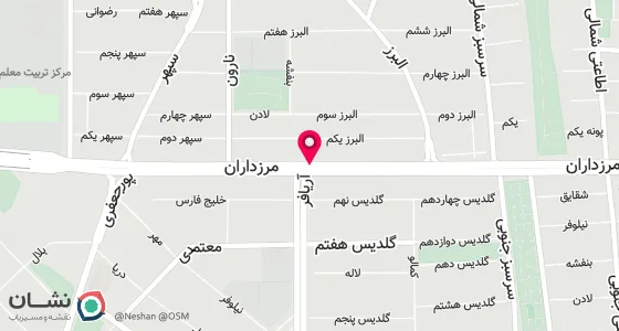 نقشه موقعیت تقریبی دفتر: بلوار مرزدارن .بین خیابان ایثار و آریافر پلاک106طبقه چهارم واحد 6