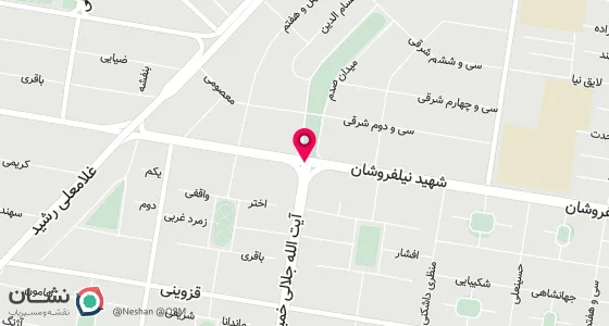 نقشه موقعیت تقریبی دفتر: خیابان فرجام بعد از تقاطع خیابان آیت مقابل ساختمان پزشکان نگین پلاک 15 طبقه 1