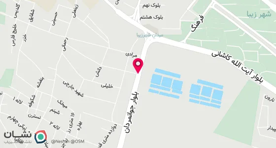 نقشه موقعیت تقریبی دفتر: تهزان خیابان آیت الله کاشانی انتهای شهر زیبا ابتدای بلوارجوانمردان(تعاون) خیابان مقصود پلاک 13 طبقه همکف واحد3