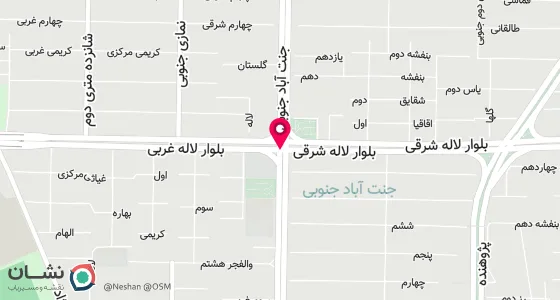 نقشه موقعیت تقریبی دفتر: خ جنت ابادجنوبی ابتدای بلوارلاله شرقی پ116