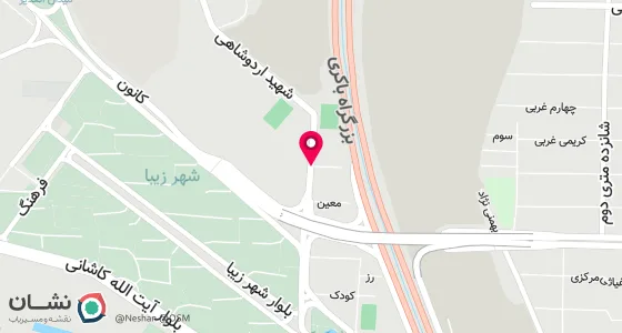 نقشه موقعیت تقریبی دفتر: شهر زیبا خ مخابرات ( اردوشاهی ) نبش کوچه پزشکان پلاک 1 واحد 1