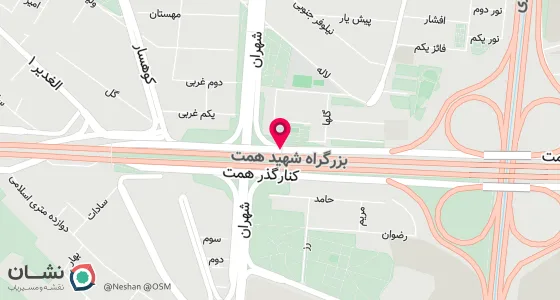 نقشه موقعیت تقریبی دفتر: تهران بزرگراه همت بلوار شهران نبش خیابان مطهری ساختمان شقایق 1 پلاک 36 طبقه دوم جنوبی واحد 7